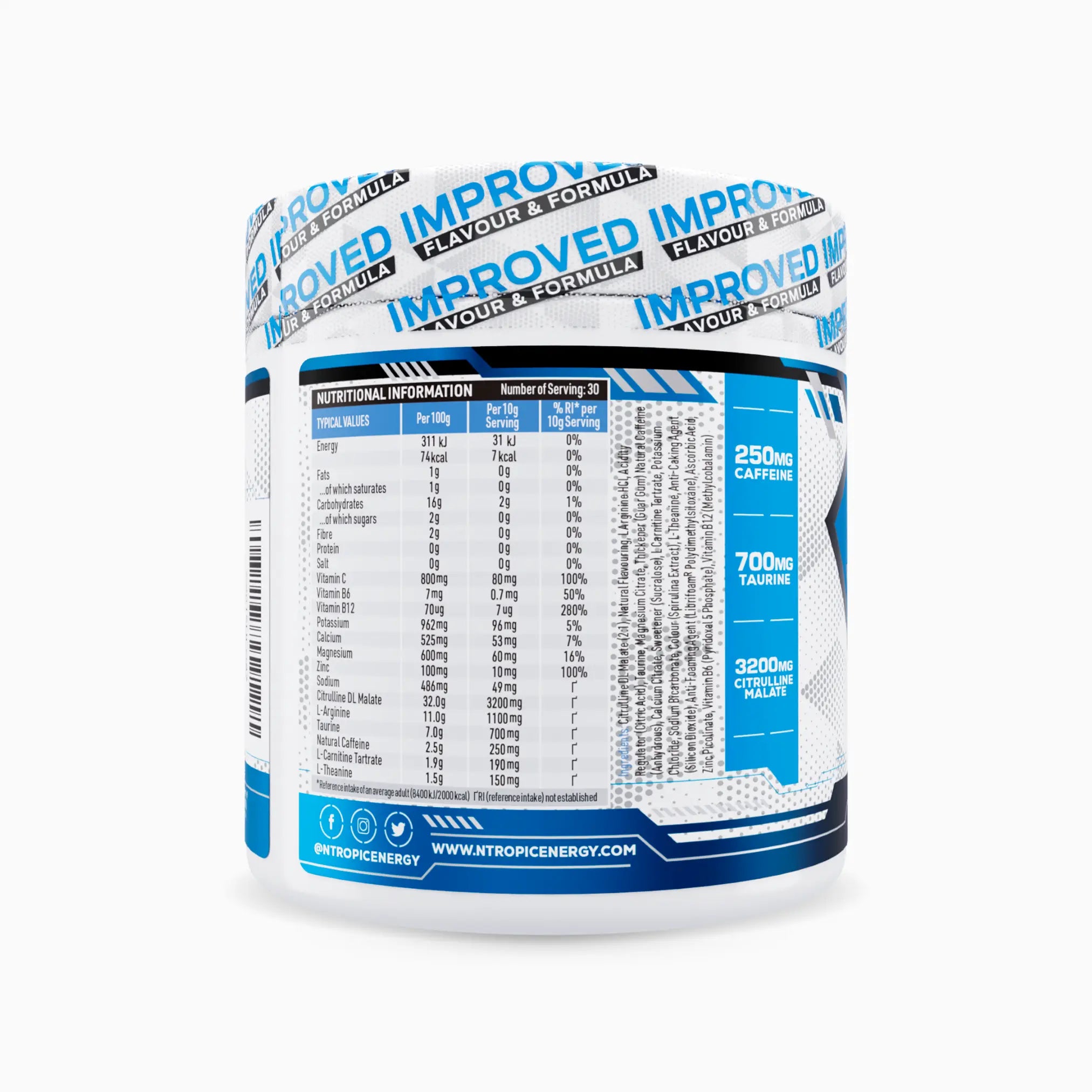 Blue Raspberry Energy Drink Powder - Ntropic Energy